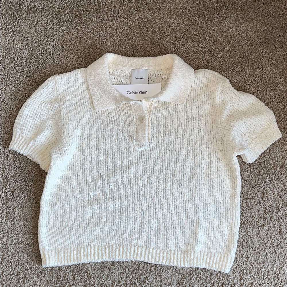 Calvin Klein Women's Antique White Knit Polo